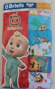Cocomelon Boys  100% Cotton 6 Pack Briefs Size 4T -  New - Picture 1 of 2