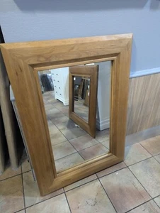 Reclaimed Distressed Solid Oak Rectangular Wall Mirror 80 x 122 cm Natural Grain - Picture 1 of 4