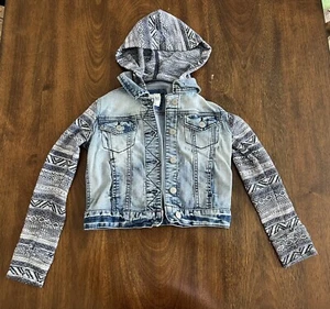 Mudd Girls Hooded Denim Jacket Size 8 - Picture 1 of 5