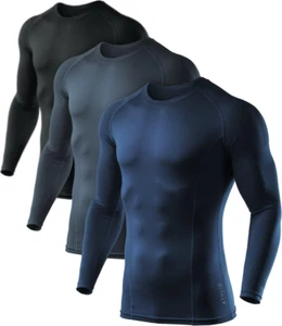 Men'S UPF 50+ Long Sleeve Compression Shirts, Water Sports Rash Guard Base Layer - Picture 1 of 12