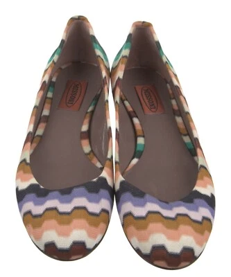 Nuevo Nº/b MISSONI Mujer Ballet Pisos Talla 7 Multicolor Chevron Rayas Italia 🇮🇹 Foto 1 de 4