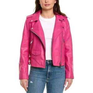 New Women Jacket Pink Handmade Leather Genuine Lambskin Stylish Casual Soft - Picture 1 of 5