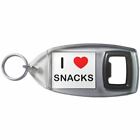 I Love Heart Snacks - Plastic Bottle Opener Key Ring New