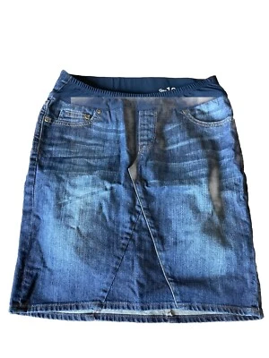 GAP Maternity Denim Jean Skirt Womens Size 25/0 Blue Stretch Denim Elastic Waist - Image 1 of 4