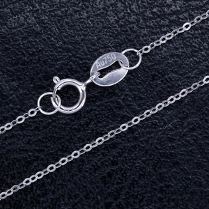 100% Pure 18K White Gold Necklace Women Wedding Engagement 18 Karat Rolo Chain - Picture 1 of 8