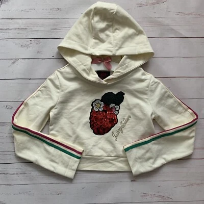 Niñas 5-6 años Sudadera con Capucha JUICY COUTURE Algodón Fresa Lentejuelas £65 Foto 1 de 4