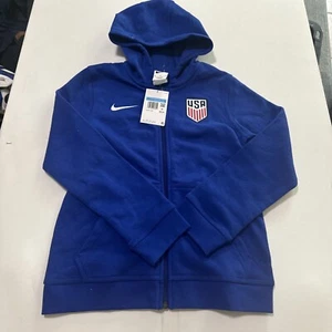 Nike USA 2022-23 Medium Blue DN1194-452 Big Kid Youth Full Zip Fleece Hoodie M - Picture 1 of 17