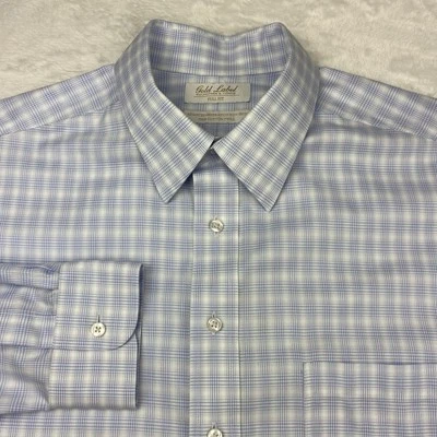 Roundtree & Yorke Gold Label Dress Shirt Mens 16.5-35 Blue/White Checks Full Fit - Image 1 of 4
