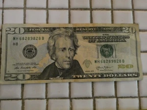 $20.00 Federal Reserve Note Unique Alliteration Serial # MH 68289828 B - Picture 1 of 3