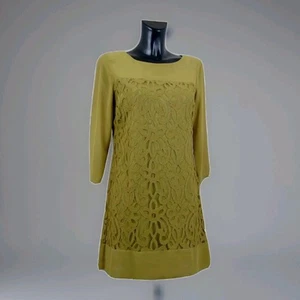 Ben de Lisi by Principles Tunic/Dress 3/4 Sleeve "Macrame" Acid Green Size UK 12 - Picture 1 of 8