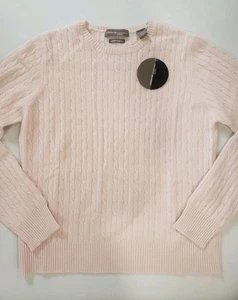 NWT Valerie Stevens Separates Sweater Petite Med Cashmere Cable Knit Pink VTG - Picture 1 of 11