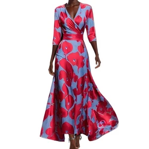Abito da sera di lusso lungo donna elegante scollo a V formale festa maxi abito ballo - Foto 1 di 26