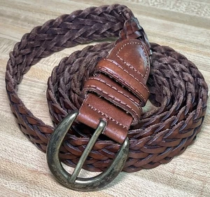 VTG Men’s Brown Braided Belt Full Grain Cowhide Leather Sz 44 Made In Argentina - Picture 1 of 9