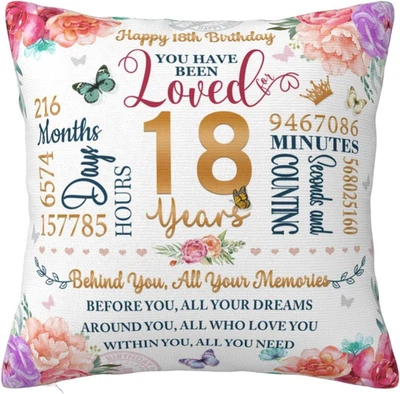 18Th Birthday Gifts for Girls, Gifts for 18 Year Old Girl Pillowcover 18"X18", 1 - Image 1 of 4