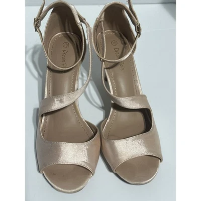 Dream Pairs Champagne Heels Ankle Strap Open Toe Party Dress Shoes Size 10 - Image 1 of 4