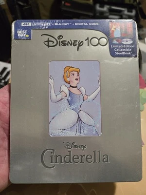 NEW Cinderella Steelbook Disney 100 4K UHD + Blu-ray + Digital Best Buy SEALED Foto 1 de 2