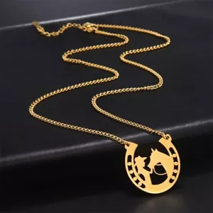 Collares colgantes para mujer herradura de acero inoxidable para niñas de la suerte con caballo - Imagen 1 de 10