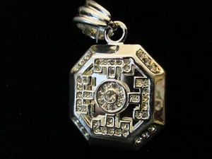 Colgante Hip Hop Tono Plateado Octágono con Piedras Circoniales, Nuevo - Imagen 1 de 5