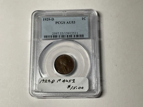 1929-D Lincoln Cent PCGS AU53 Cover