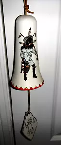 Wind Chime Bell Hopi Navaho Indian Dancer Stoneware Garden Bell Signed Saviki - Picture 1 of 5