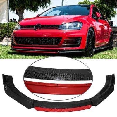 For Mercedes-Benz Front Bumper Lip Spoiler Splitter Body Kit Carbon Fiber + Red - Image 1 of 4