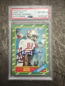 1986 TOPPS #161 JERRY RICE ROOKIE RC AUTO PSA 10 - Picture 1 of 2