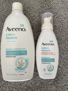 Aveeno Calm+Restore Body Wash Sensitive&delicate Skin 18floz New Plus Cleanser - Picture 1 of 3
