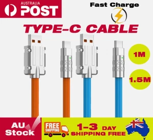 1/1.5m TypeC Fast Charge Cable Bold USB Liquid Silicone Lead For Samsung Android - Picture 1 of 9