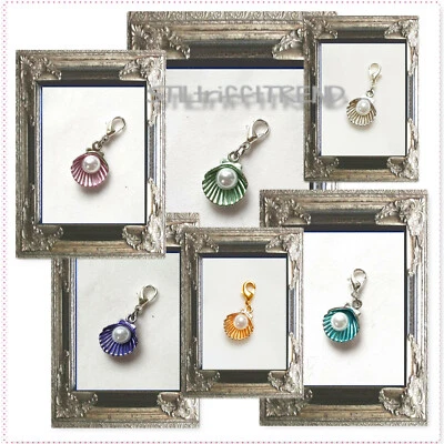 CHARM ANHÄNGER MUSCHEL STRAND mit PERLE silber gold rosa türkis ARMBAND + KETTE - Bild 1 von 2