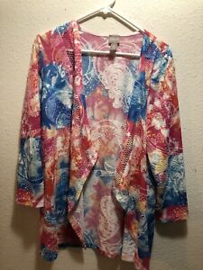 Chicos 3 - Women’s - Open -  Duster Lt Pink & Blue - Swim - Summer - Cover Up -