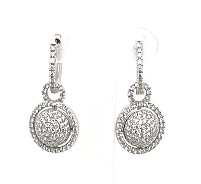 Diamonds Earrings 14K White Gold Pave Set - Image 1 of 2