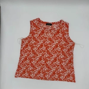 Kasper blusa top donna 1x arancione bianco stampa floreale senza maniche collo buco della serratura - Foto 1 di 5