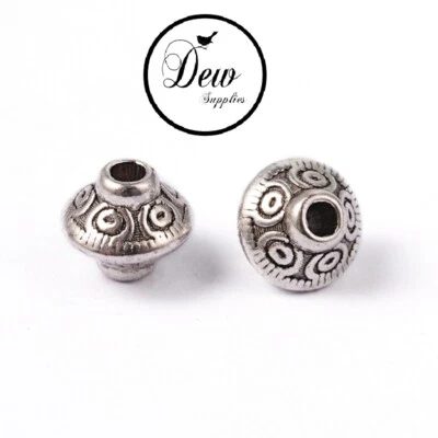 20x Tibetan Style Spacer Beads Bicone Silver Colour 6.5mm Jewellry Findings  - Image 1 of 4
