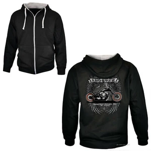 Chaqueta de moto con cremallera sudadera con capucha contraste Chopper Bobber *4219 negra - Imagen 1 de 3