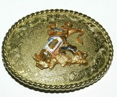 Hebilla de cinturón de rodeo vintage Raintree 3D Budweiser 1978 publicidad Foto 1 de 4
