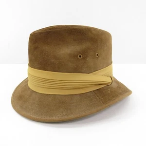 Gorra de hombre vintage Kangol de gamuza coñac Fedora marrón mediana - Imagen 1 de 14