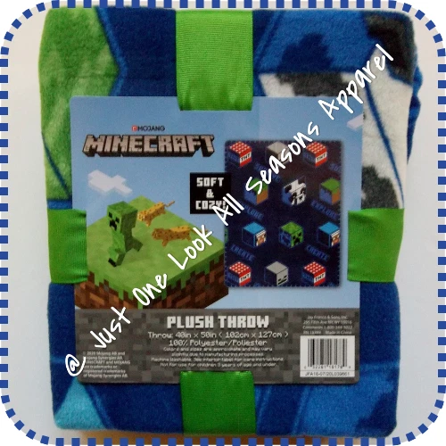 Minecraft Plush Throw Blanket 40in X 50in Blue