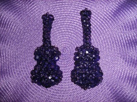 NEW SET OF 2 PURPLE GUITAR WALL PLAQUES MONOFILAMENT HANGER HAND MADE IN USA! Cover