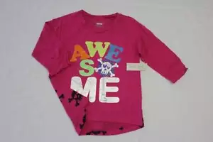 NEW Girls T Shirt Top Size 4 - 5 XS Pink Awesome Skull Heart Clothes Kid - Picture 1 of 3
