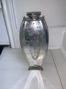 Vintage Leon Fontier Signed 2000 Pewter Triangular Hobnail Beaded Vase - Picture 1 of 13