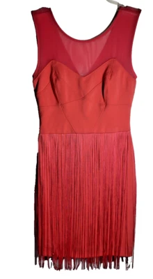 Vestido ArkCo Anthropologie Mujer Coral Flecos Gatsby Mini Transparente Hombro Talla S Foto 1 de 4