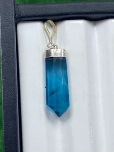 Natural Fluorite Pendant Blue with Healing Gemstone Jewelry - Picture 1 of 6