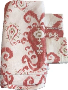 Pottery Barn Mia Ikat King Size Duvet Cover Standard Pillow Shams Set Of 3 Pink - Picture 1 of 12