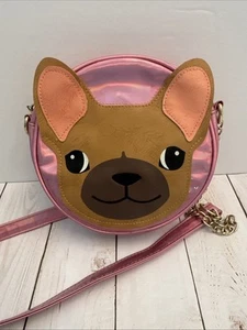 Olivia Miller Girl Round Pink French Bulldog Body Purse Handbag 7” VGUC - Picture 1 of 6