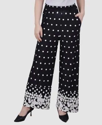 NY Collection Women's Black Wide Leg Pull On Pants Petite Size: PL - Image 1 of 3