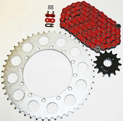 Cadena y piñones para Kawasaki 650 KLX650 R 1993-1996 junta tórica roja 110L 14/49 Foto 1 de 4