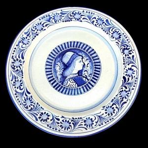 Vintage Deruta Majolica Portrait Plate Hand Painted Ceramic Blue White PV Italy - Picture 1 of 8