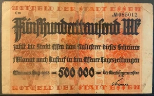 1923 GERMANY-ESSEN PAPER MONEY - 500,000 MARK BANKNOTE! - Picture 1 of 2