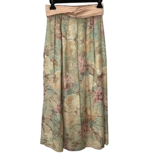 Maxi gonna arazzo mantello vintage di molti colori taglia 8 jacquard floreale pastello - Foto 1 di 4