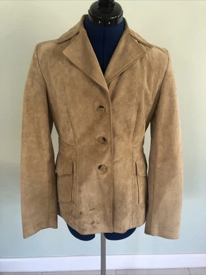 Banana Republic 100% замши кожаный блейзер куртка подлинный размер M желтовато-коричневый коричневый карьера - Изображение 1 из 4